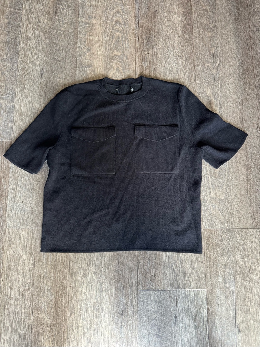 Women’s Black Short-Sleeve Pocket Knit Shirt